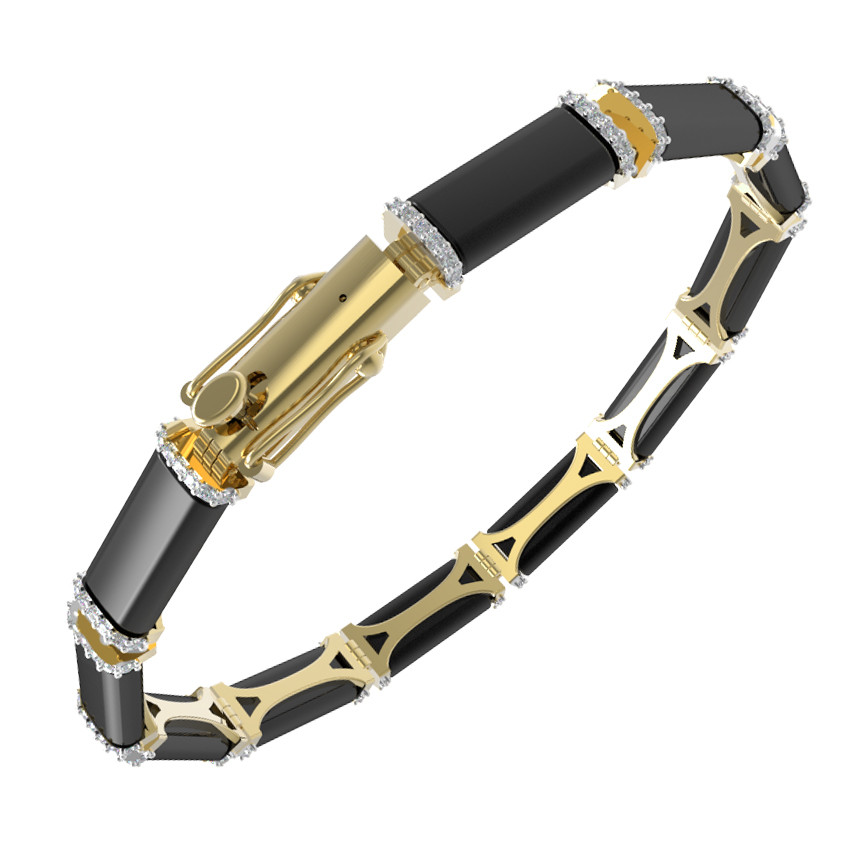 Браслет из лимонного золота c бриллиантами и ониксом