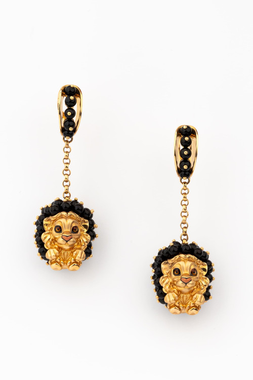 Серьги из золота c эмалью и ониксом