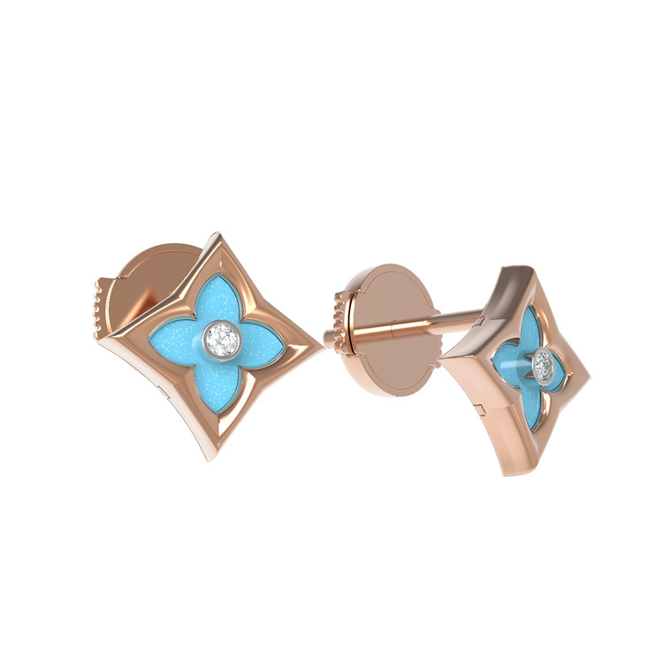 Серьги из золота c бриллиантами и бирюзой