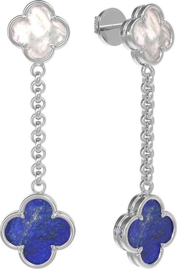 Серьги из белого золота c лазуритом и перламутром