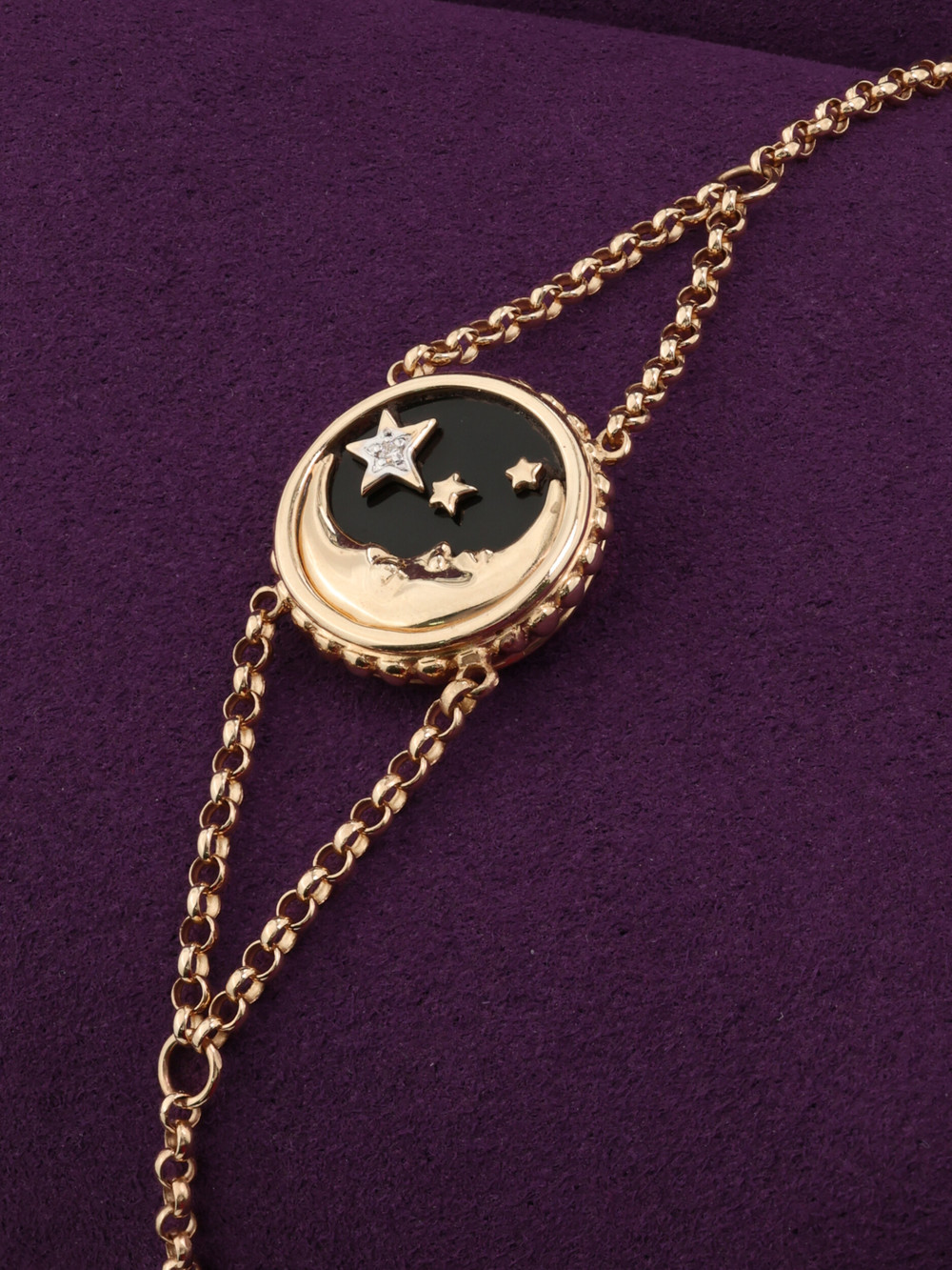 Браслет из золота c бриллиантами, ониксом и перламутром