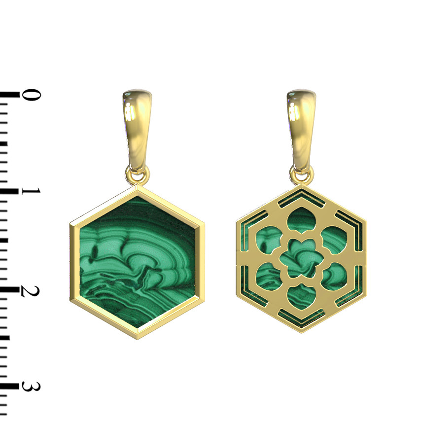 Подвеска из лимонного золота c малахитом