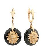 Серьги из золота 585 пробы c ониксом