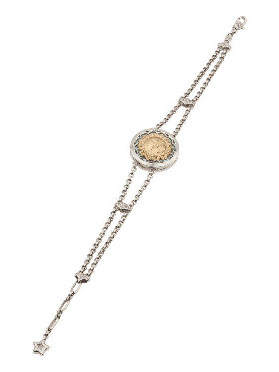 Браслет из белого золота c бирюзой и лазуритом