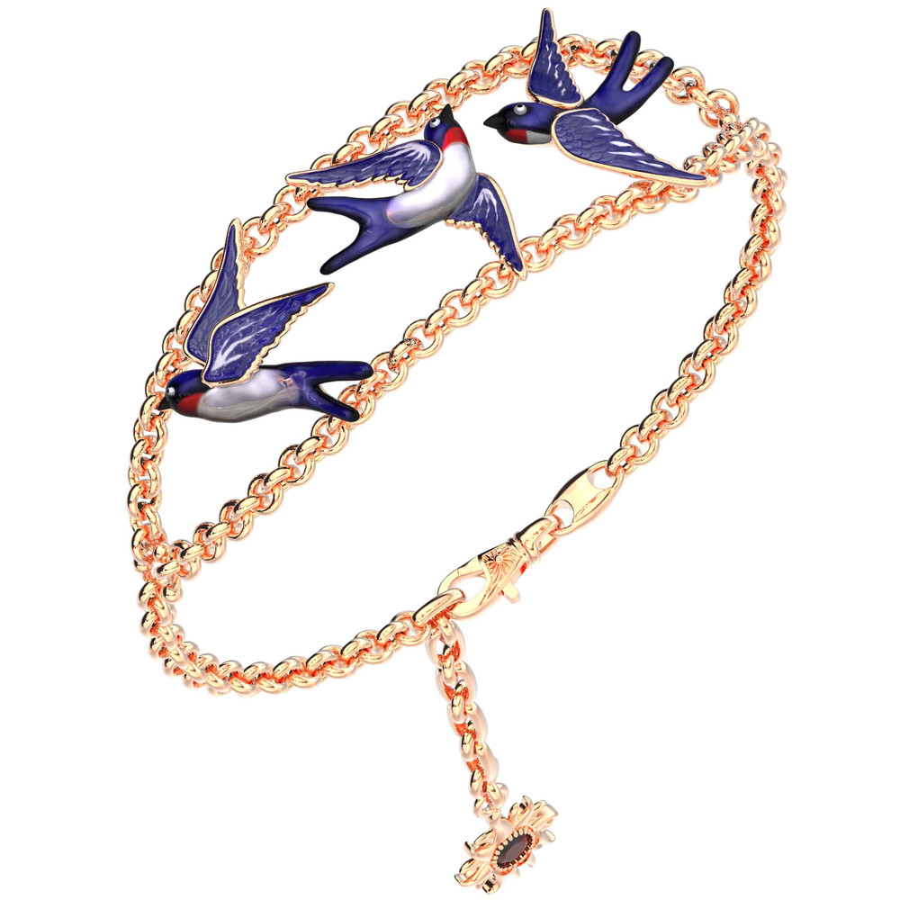 Браслет из золота c эмалью и рубином