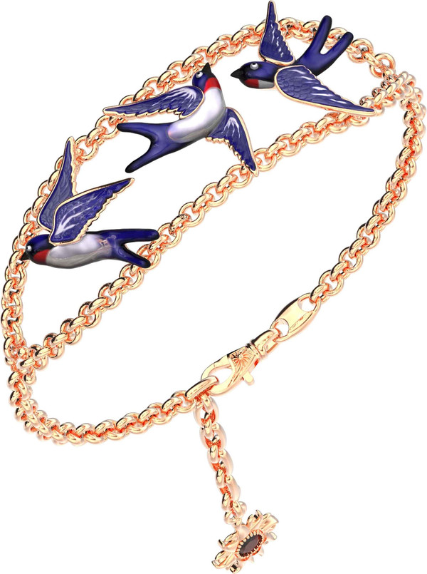 Браслет из золота c эмалью и рубином