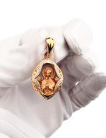 Образок из золота 585 пробы c бриллиантами и перламутром
