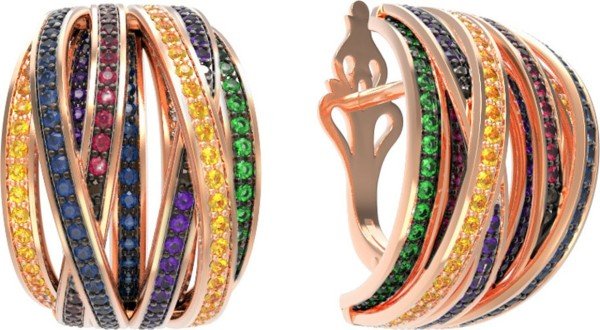 Серьги из золота 585 пробы c фианитом