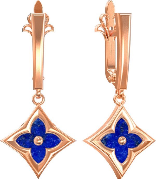 Серьги из золота c лазуритом