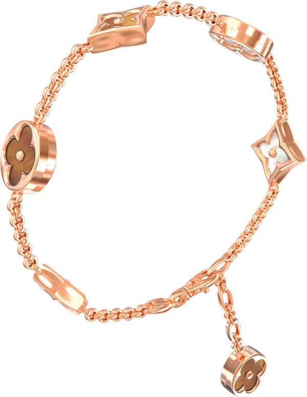 Браслет из золота c тигровым глазом и перламутром