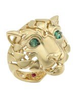 Кольцо из лимонного золота c изумрудом и рубином