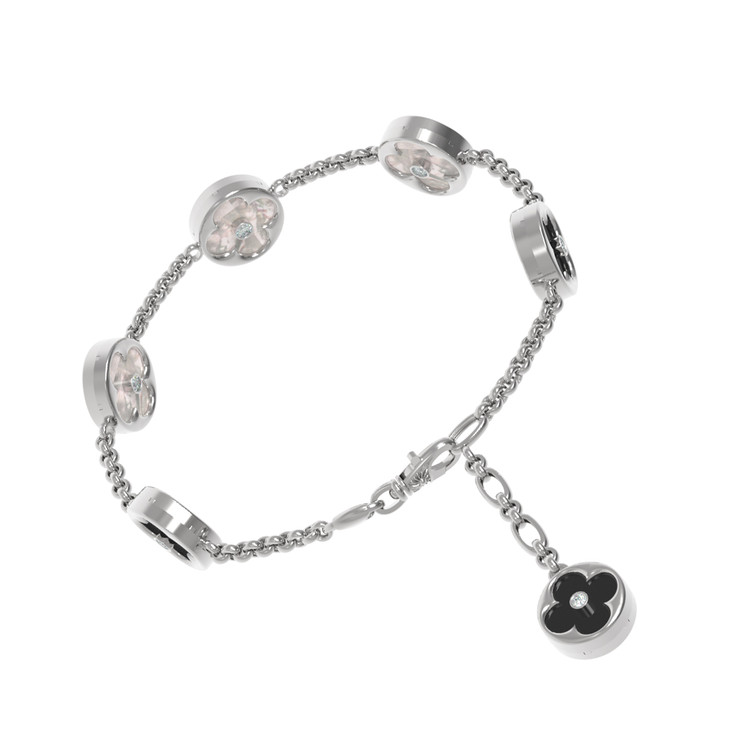 Браслет из белого золота c бриллиантами, ониксом и перламутром