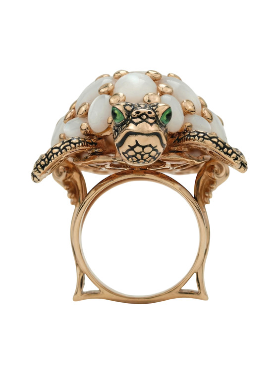 Кольцо из золота c эмалью и перламутром