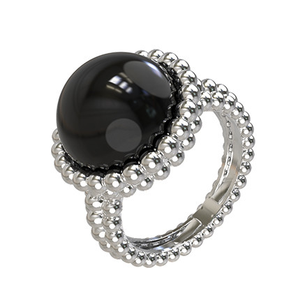 Кольцо из белого золота c ониксом