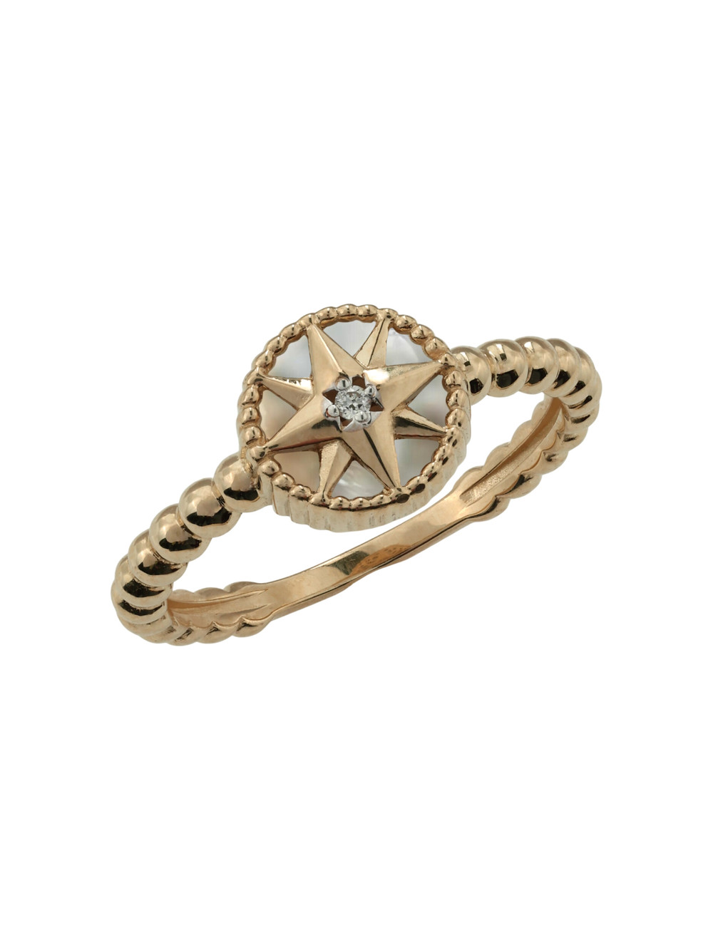 Кольцо из золота c бриллиантами и перламутром