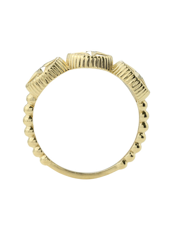 Кольцо из лимонного золота c бриллиантами, ониксом и перламутром