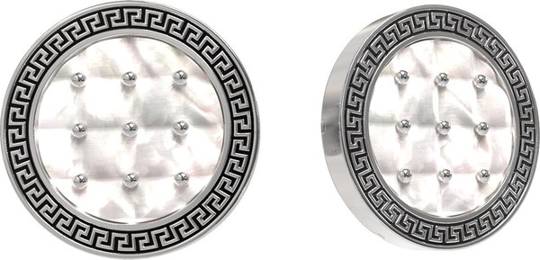 Серьги из белого золота c эмалью и перламутром