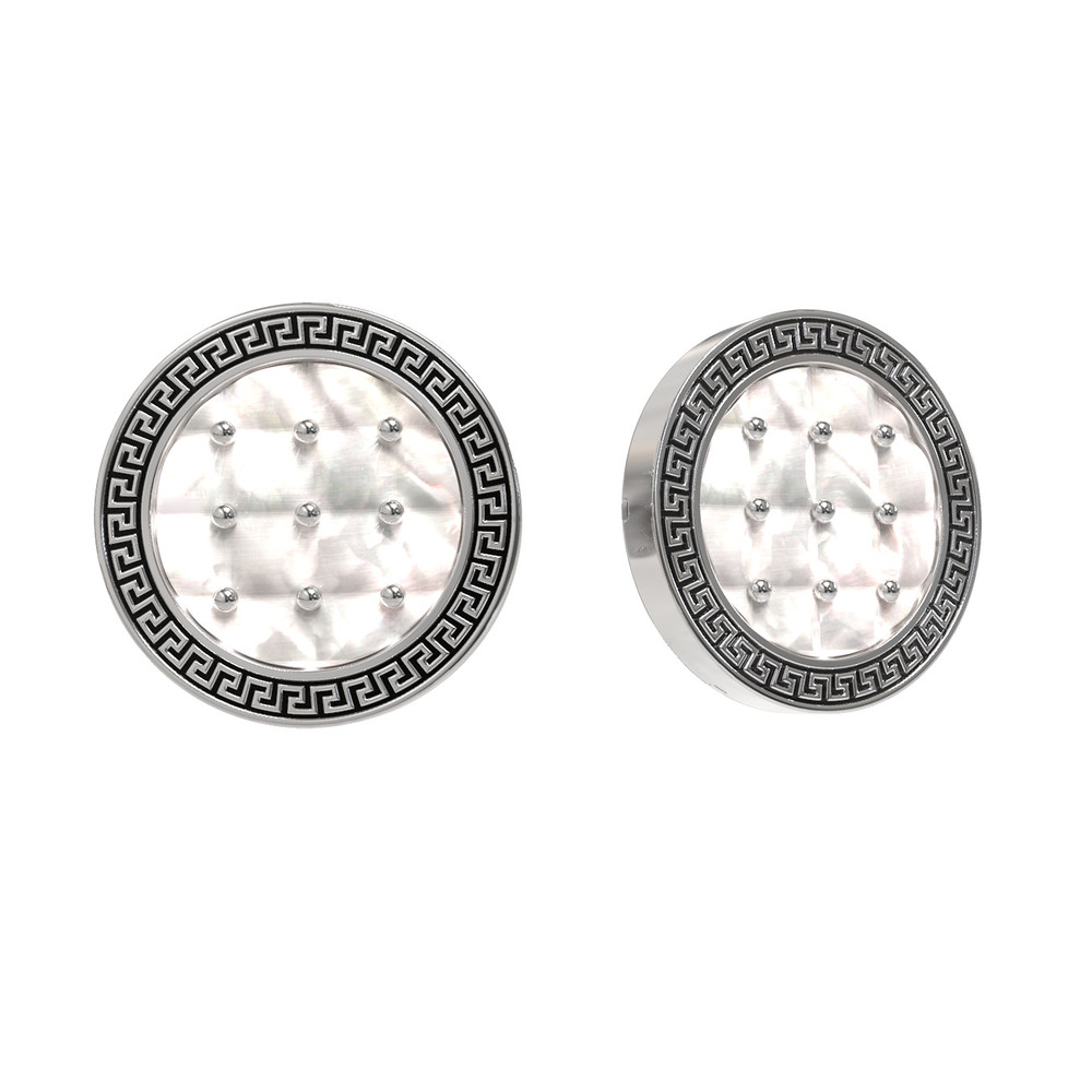 Серьги из белого золота c эмалью и перламутром