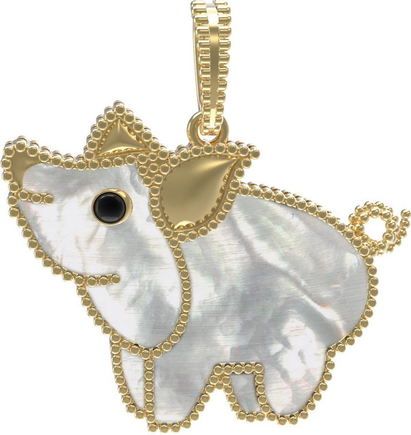 Подвеска из лимонного золота c эмалью и перламутром