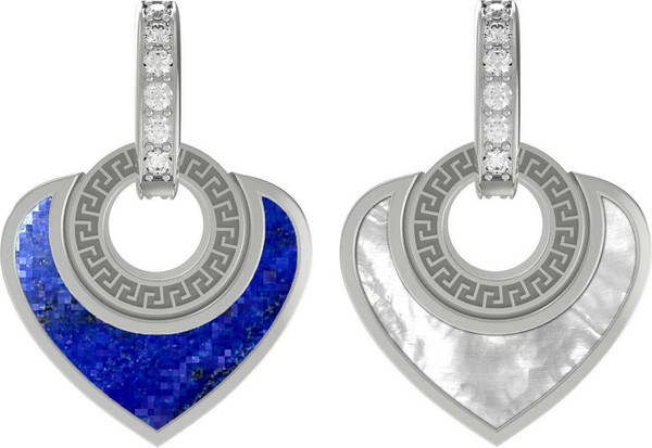 Подвеска из белого золота c фианитом, лазуритом и перламутром