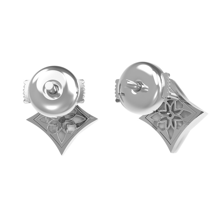 Серьги из белого золота c бриллиантами и перламутром