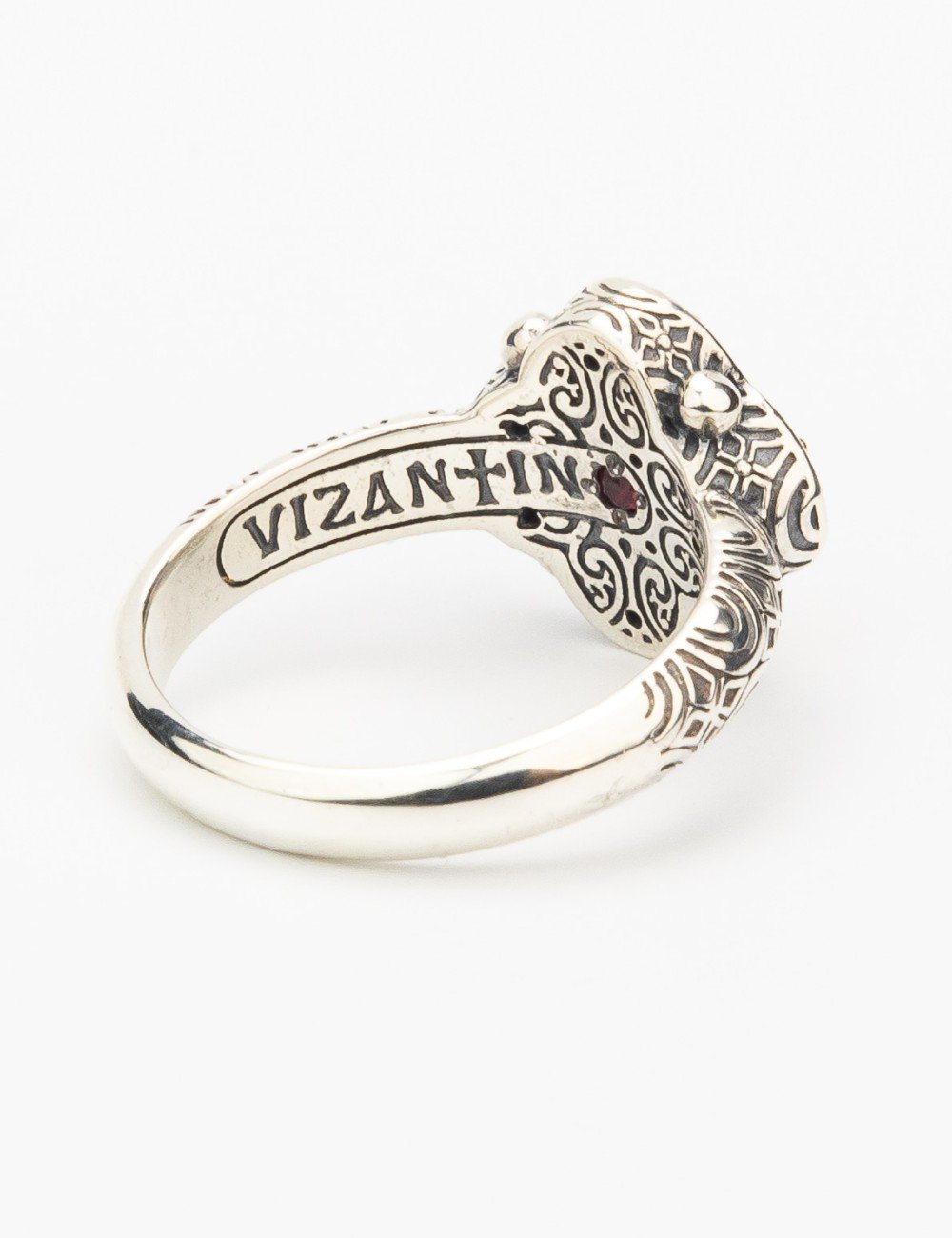 Кольцо из серебра 925 пробы и золота 750 пробы c хризопразом и рубином