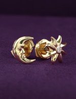 Серьги из лимонного золота 585 пробы c бриллиантами