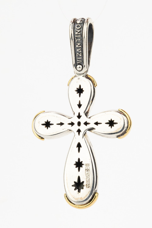 Крест из серебра и золота c фианитом