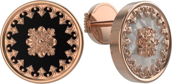 Серьги из золота c ониксом и перламутром