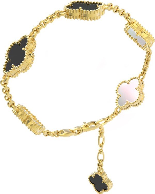 Браслет из лимонного золота c ониксом и перламутром