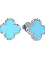 Серьги из белого золота 585 пробы c бирюзой