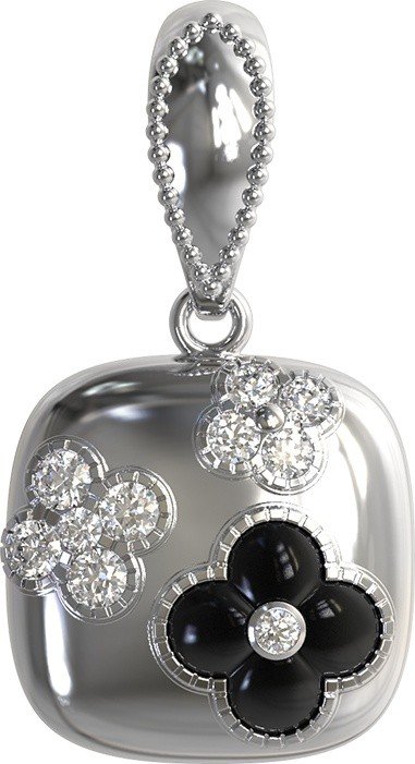 Подвеска из белого золота c бриллиантами и ониксом