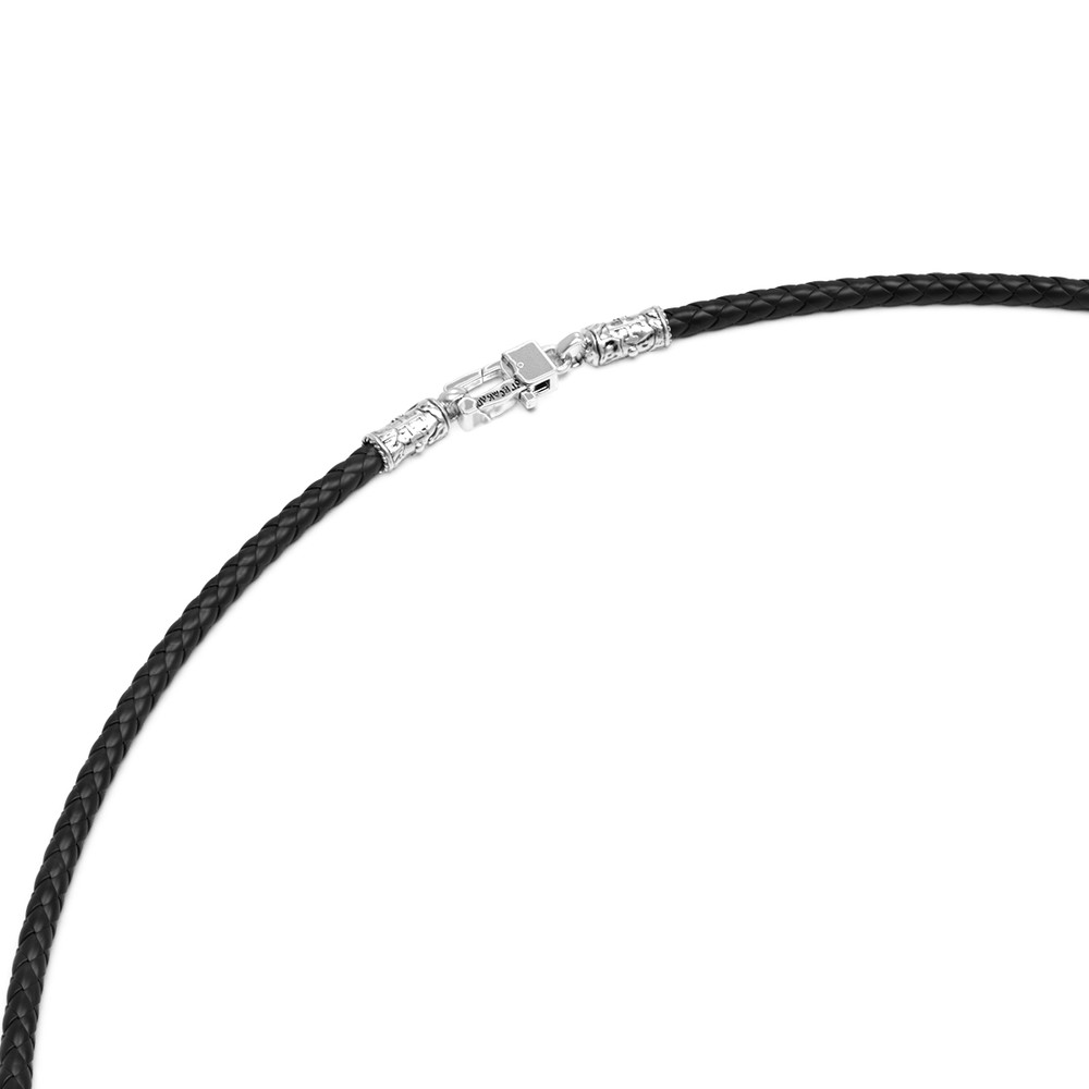 Гайтан из белого золота c кожаным шнурком