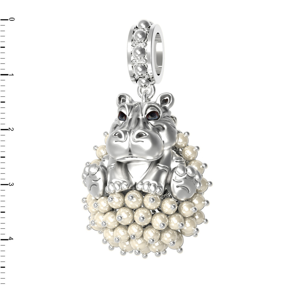 Подвеска из белого золота c эмалью и жемчугом