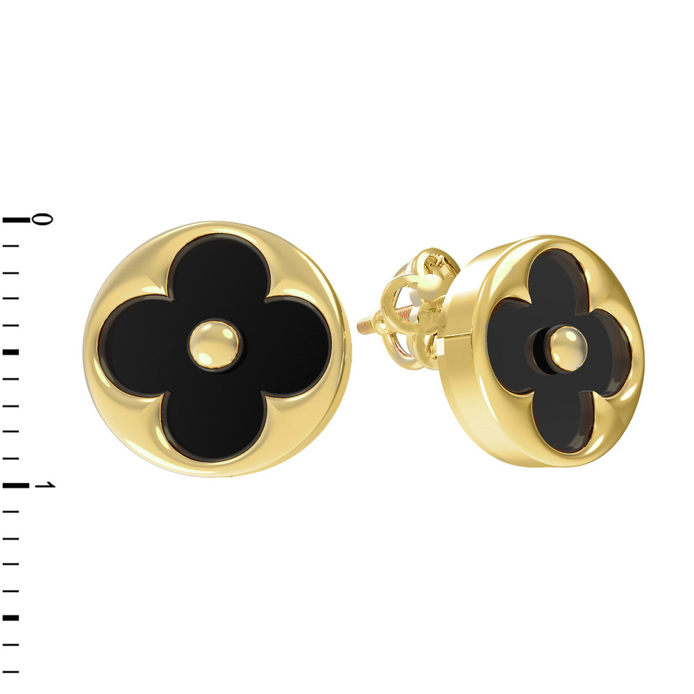 Серьги из лимонного золота c ониксом