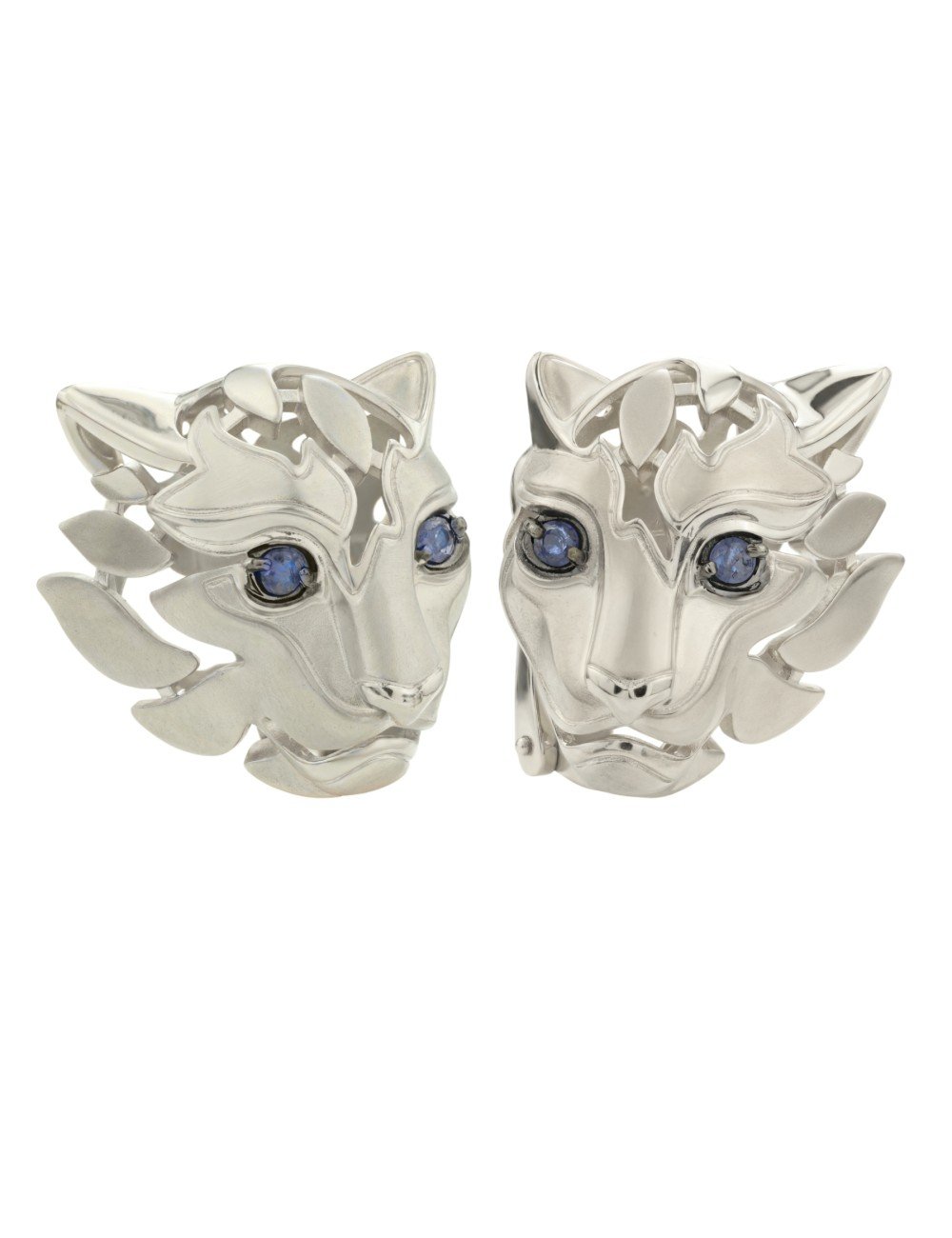 Серьги из белого золота c сапфиром