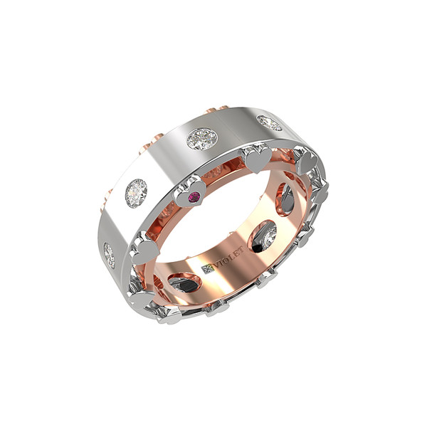 Кольцо из золота c бриллиантами и рубином