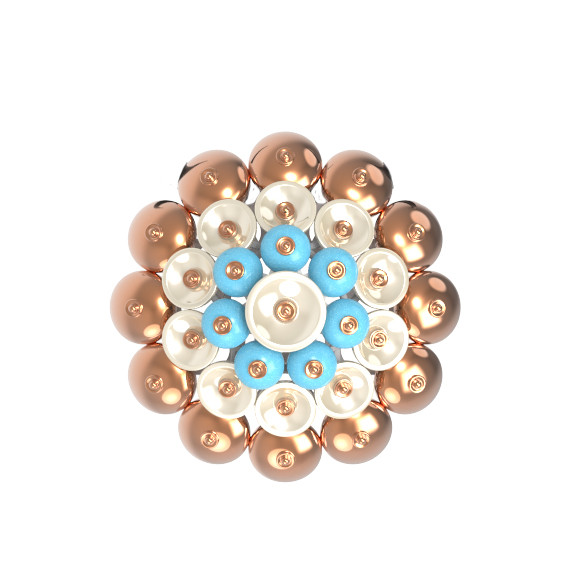 Подвеска из золота c бирюзой и перламутром