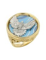 Кольцо из лимонного золота 585 пробы c эмалью