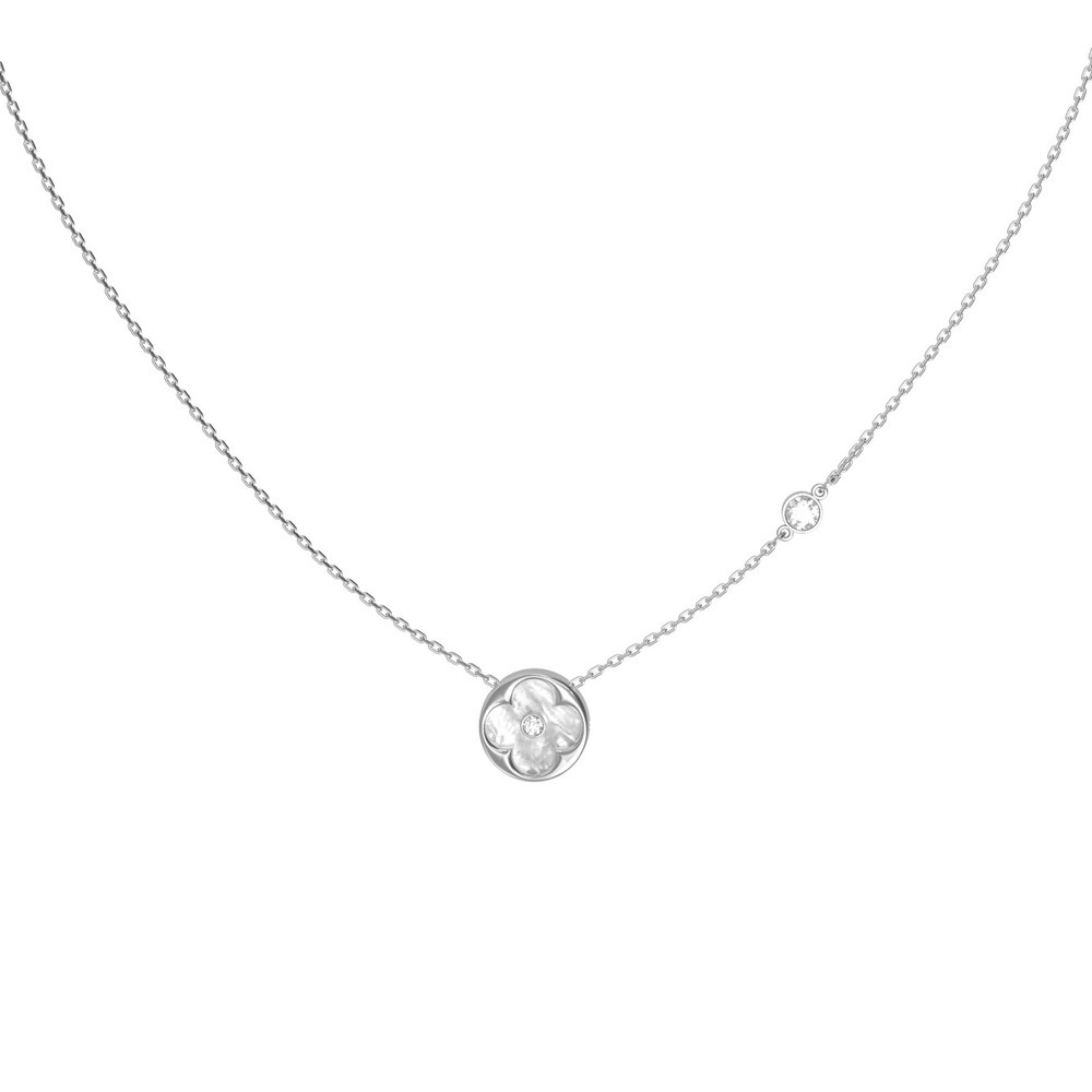 Колье из белого золота c бриллиантами и перламутром