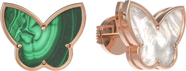 Серьги из золота c малахитом и перламутром