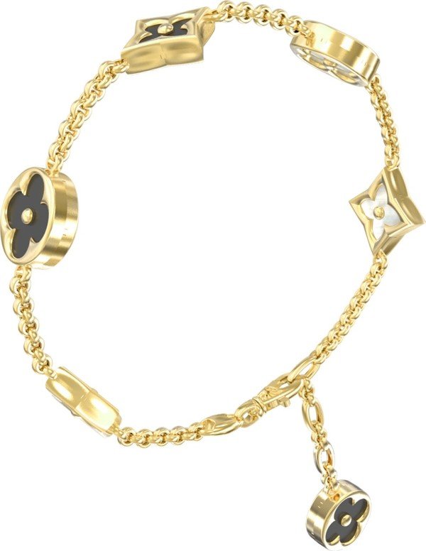 Браслет из лимонного золота c ониксом и перламутром