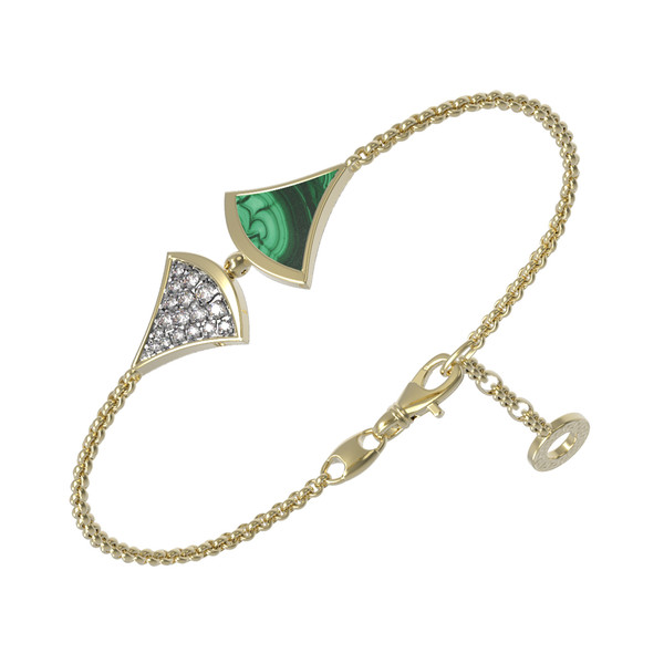 Браслет из лимонного золота c бриллиантами и малахитом