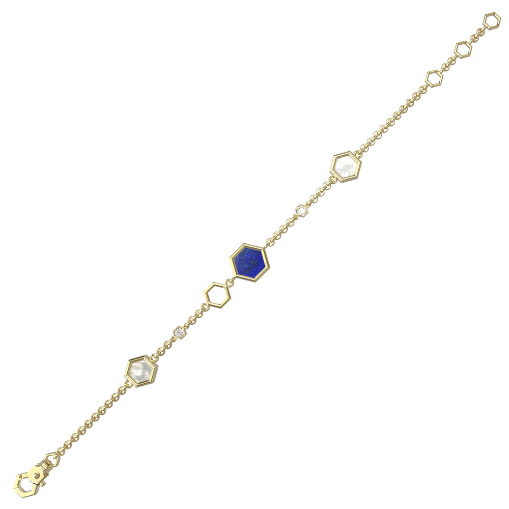 Браслет из лимонного золота c бриллиантами, лазуритом и перламутром