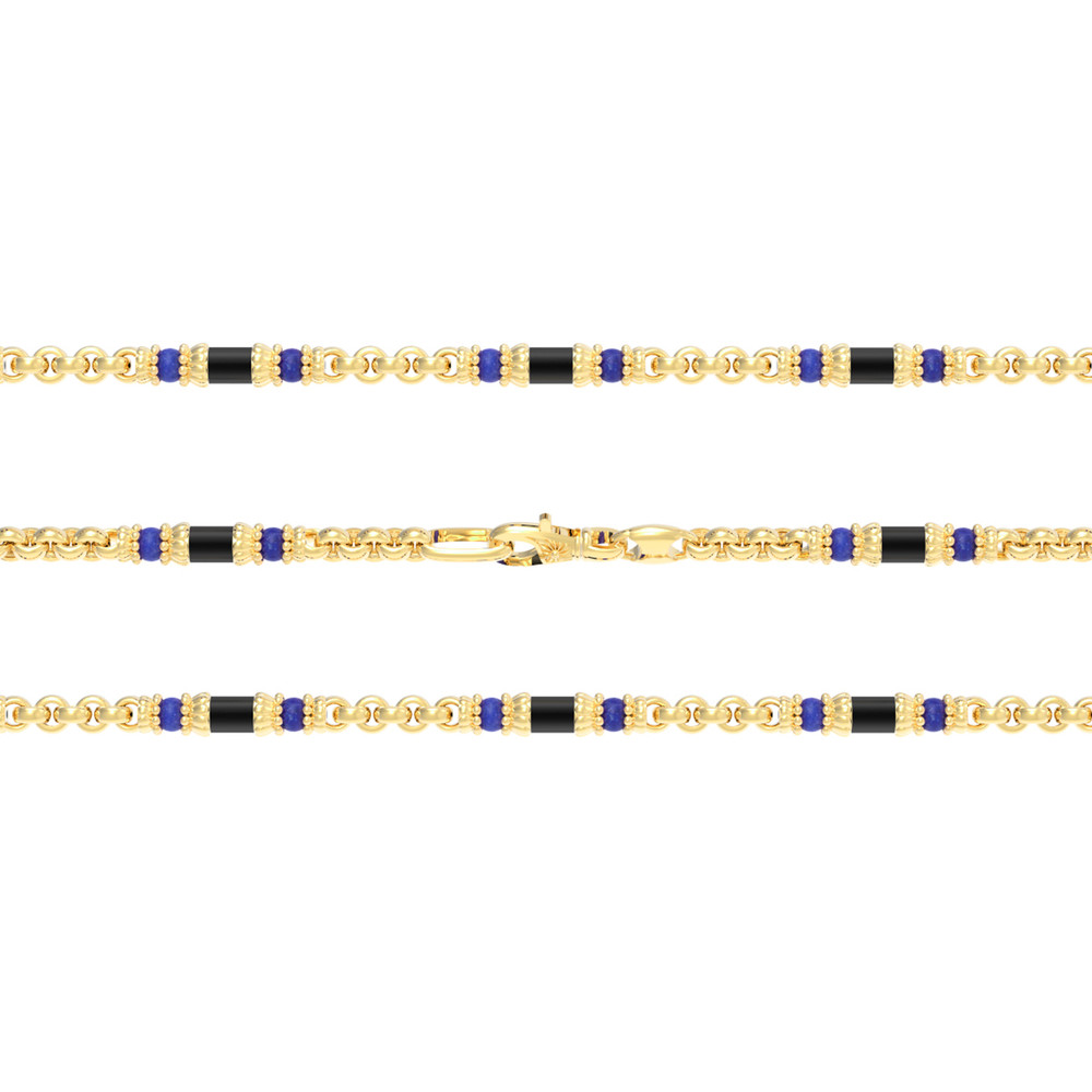 Цепь из лимонного золота c ониксом и лазуритом