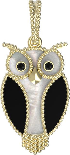 Подвеска из лимонного золота c эмалью, ониксом и перламутром