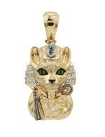 Подвеска из лимонного золота 585 пробы c эмалью, бриллиантами и рубином