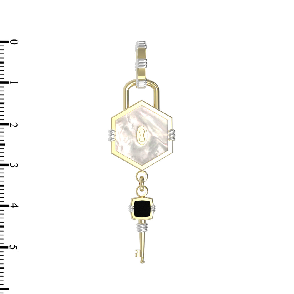 Подвеска из лимонного золота c ониксом и перламутром
