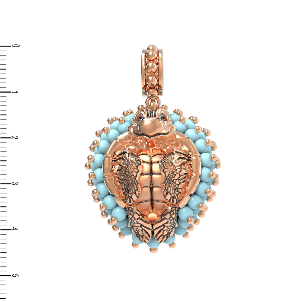 Подвеска из золота c эмалью и бирюзой