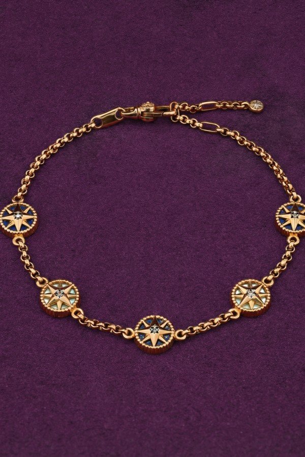 Браслет из золота 585 пробы c бриллиантами, лазуритом и перламутром